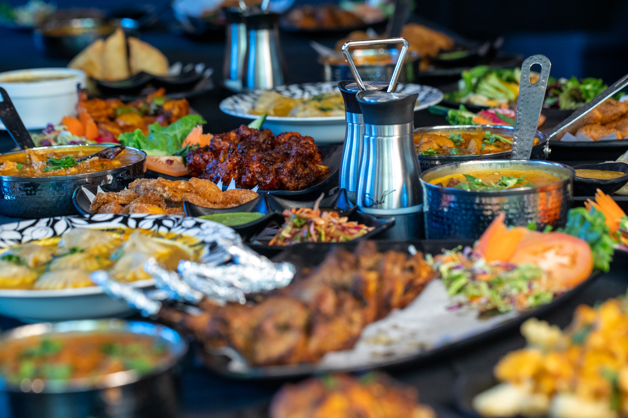 A spread of Indian and Nepali dishes